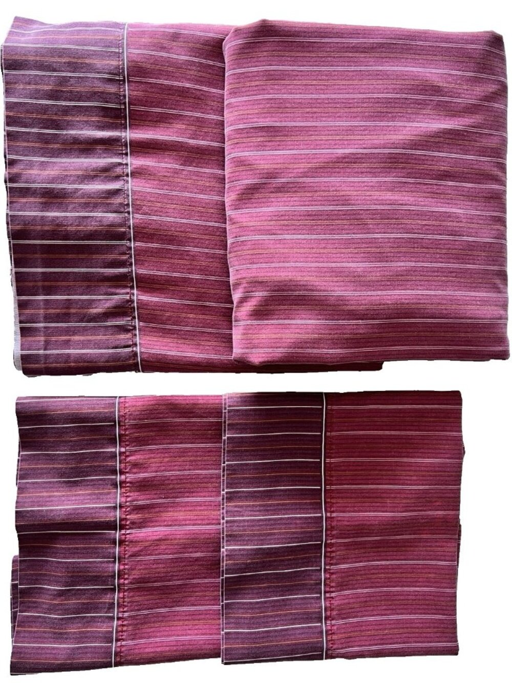 4 Pc QUEEN Sheet Set Stripe Burgundy Pinstripe West Point Stevens Made in USA